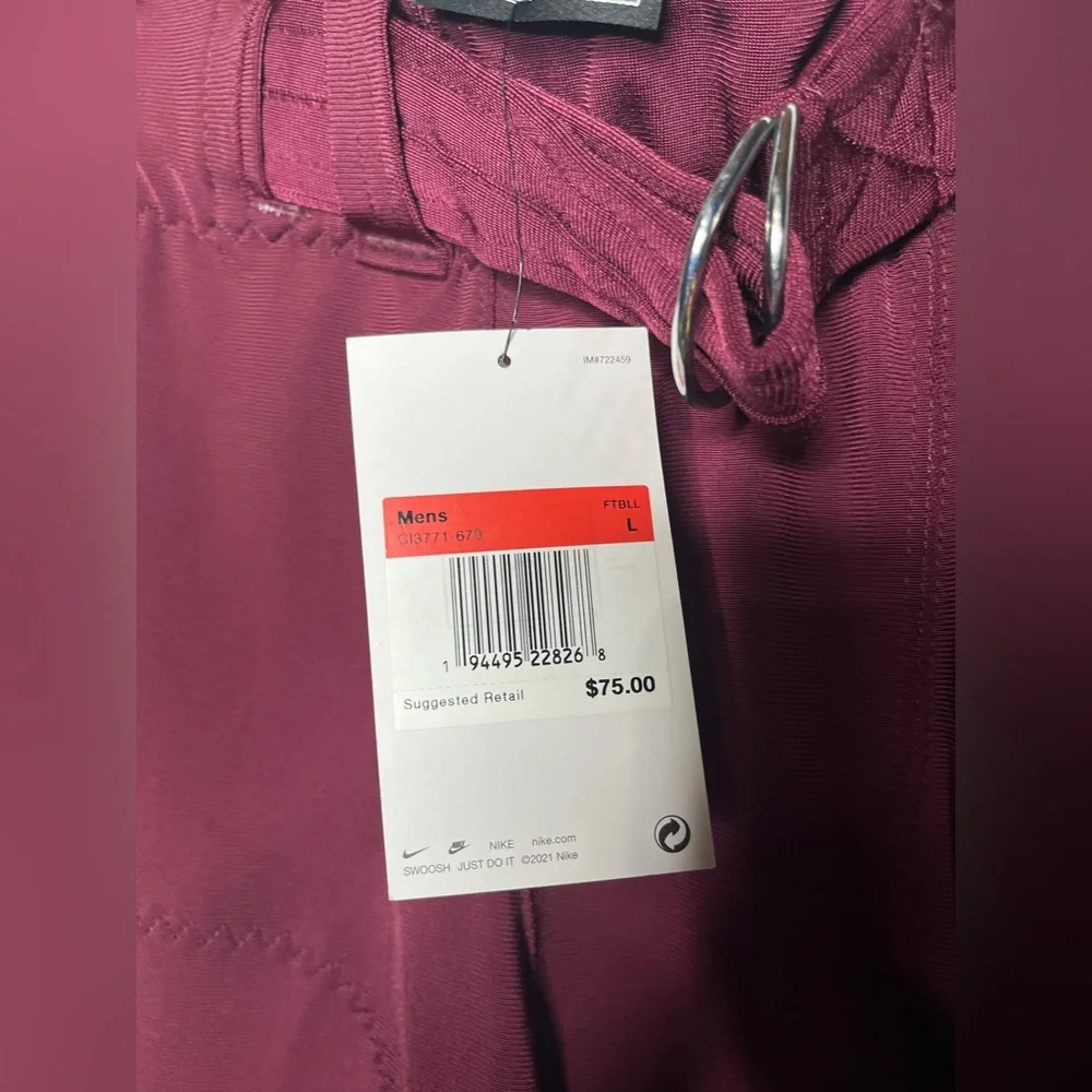 Nike Men’s  football pants maroon burgundy white size Large NEW